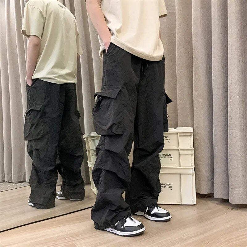 Men Casual Cargo Pants Streetwear Big Pocket Baggy Mopping Trousers Harajuku Hip Hop Loose Women Wide Leg Pants Overalls voguable