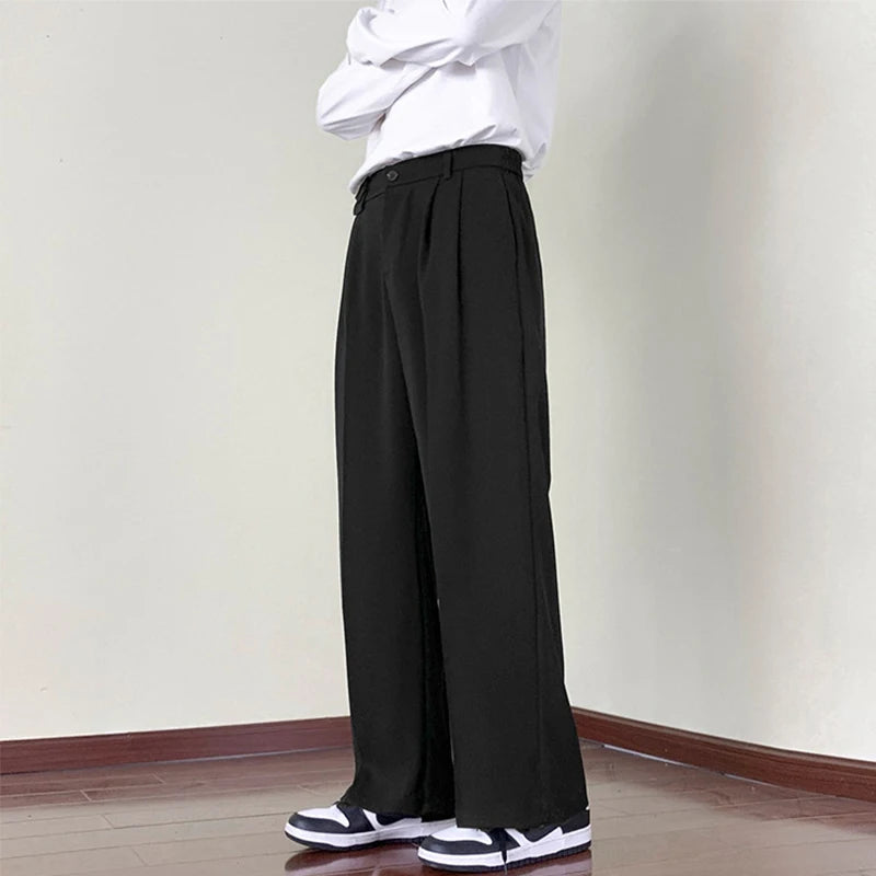New Fashion Male Suit Pants Light Luxury Draped Cropped Button-down Business Casual Pants Premium Slim-fit Elegant Dress Trouser voguable