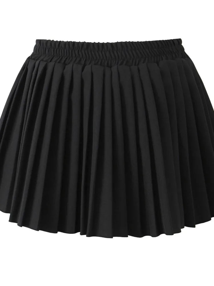 2025 Fashion Sweet New Skirt Solid Color All-match Pleat Skirt Korea Chic Elastic Waist Summer Short Skirt Female Clothing voguable