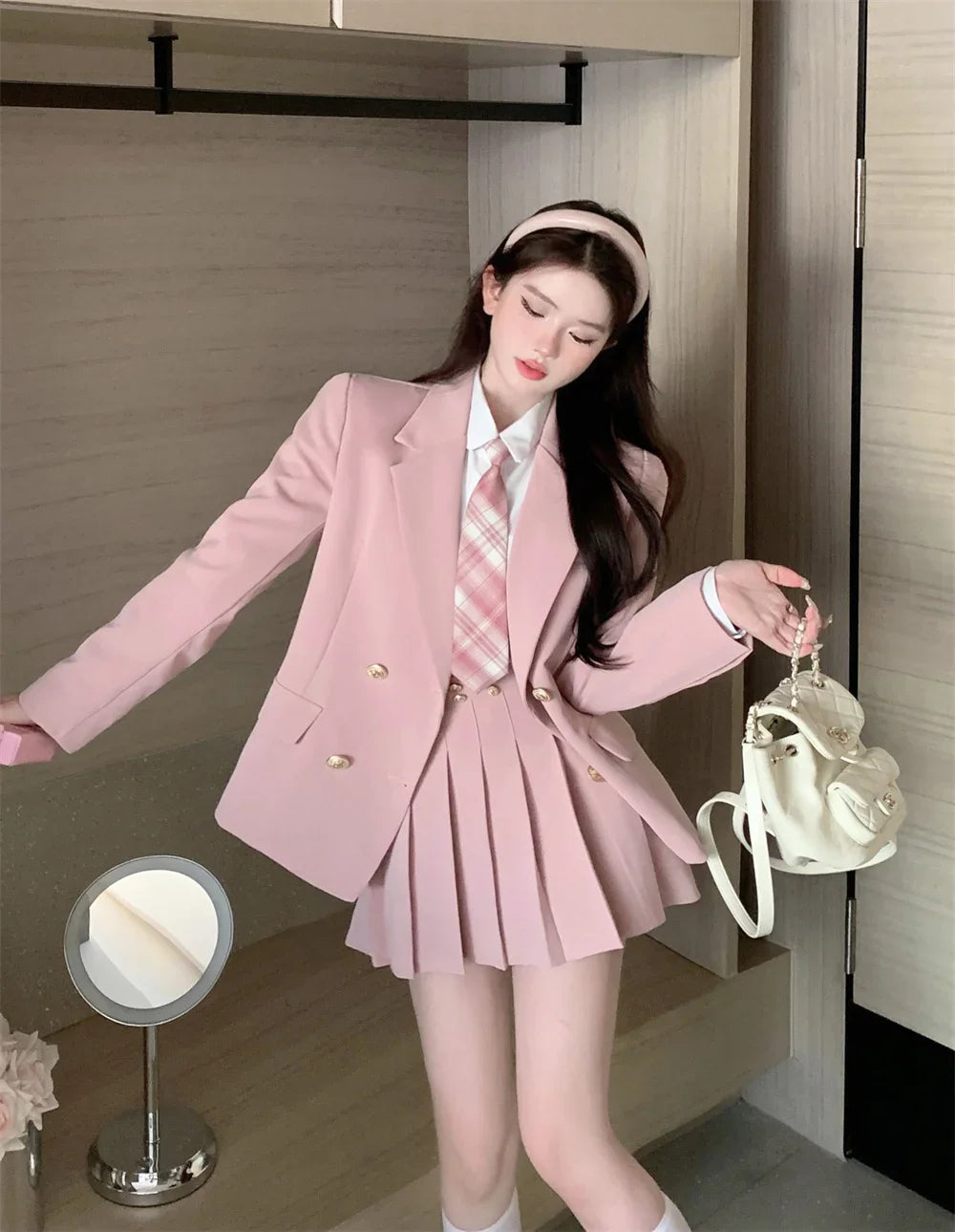 Voguable  Japanese Student JK School Uniform Korean Fashion Sweet Blazers School Girls Uniform Sexy Kawaii Mini Pleated Skirt Uniform Y2k voguable