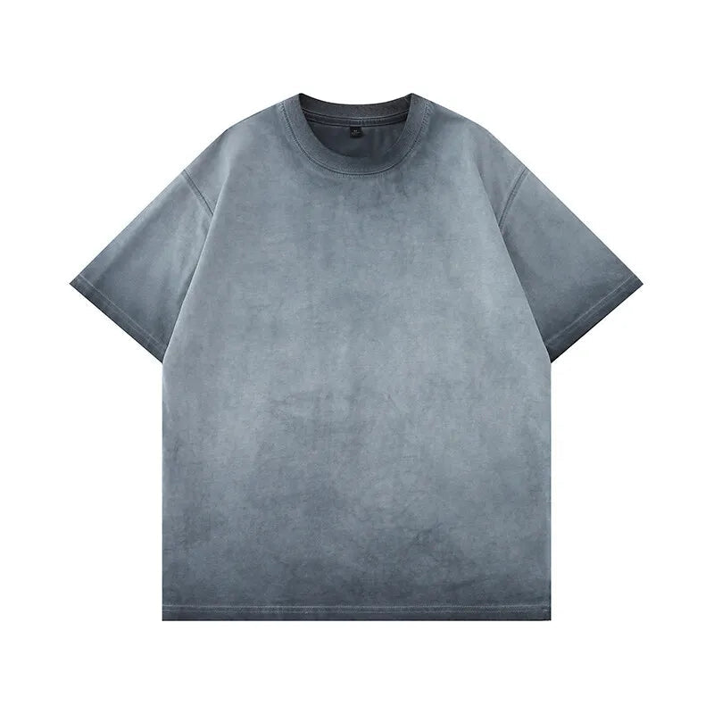 Mens Gradient Washed Loose Crew Neck Tee Streetwear Vintage Distressed Oversized Tshirt man Casual Fashion Trendy Basic Top 2025 voguable