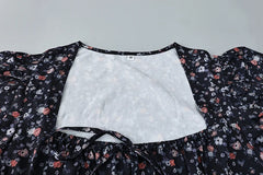 Voguable  Summer Vintage Lace Print High Waist Dress Sexy Mini A Line Dresses Street Chic For Woman Puff Sleeve Holiday Dress voguable