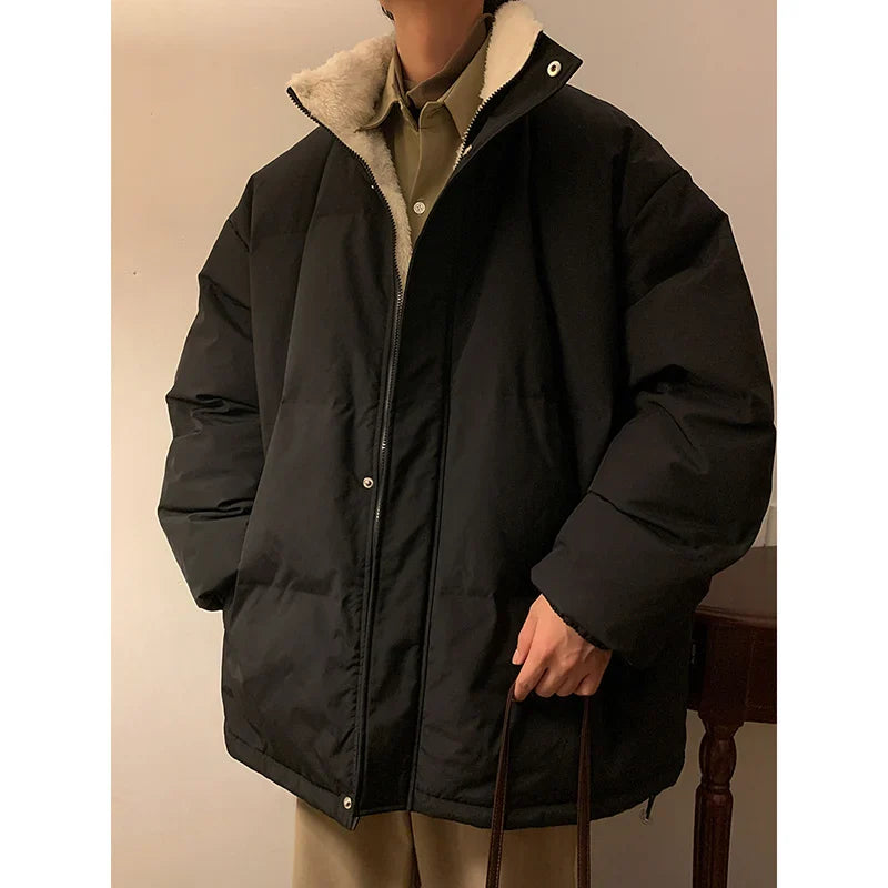 Men Harajuku Warm Bubble Coat Winter Jacket Stand Collar Oversize Parkas Korean Style Male Padded Coat Korean Puffer Jackets gotmes-shop