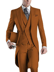 Voguable  Men Suit 3 pieces Slim Fit British Style Peaked Lapel V Neck Tuxedo Fashion Groomsmen Wedding Suits Men Blazer+Vest+Pant voguable