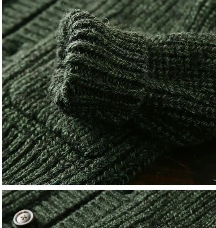 American High-end Knit Cardigan Men's Stand Collar Sweater Cardigan Korean 2025 New Spring Autumn New Sweater Button Jacket Chic voguable