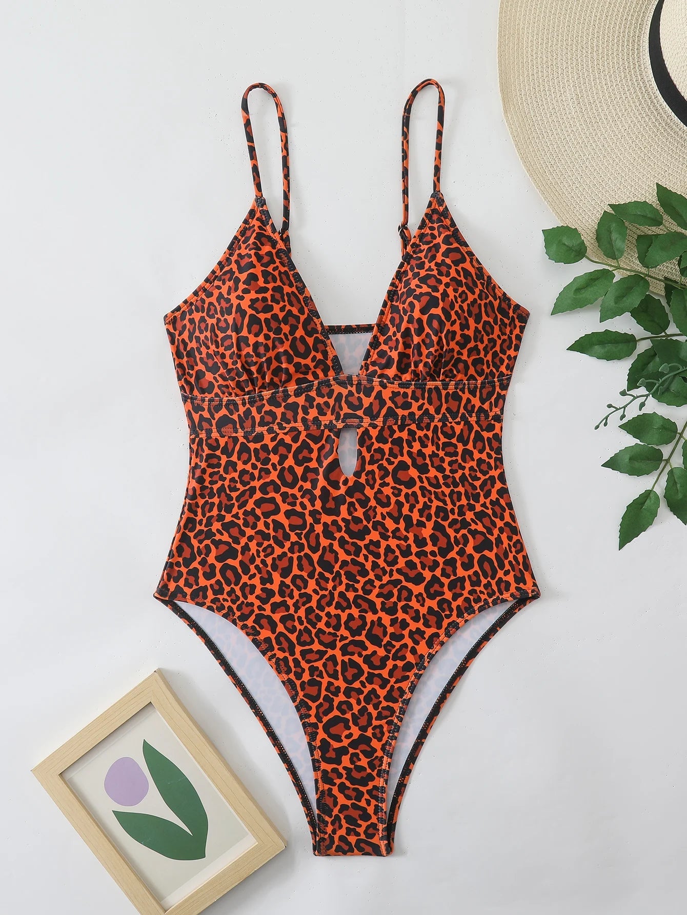 Voguable  Strappy Swimsuit One Piece Leopard Printed Swimwear Women Sexy Hollow Bathers Bathing Swimming Swim Suit Female Beachwear voguable