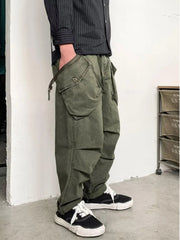 Voguable  Retro Japanese Work Pants Men's Loose Cotton Casual Long Trousers Wear-Resistant Street Style Autumn Fashion Youthful Vitality voguable