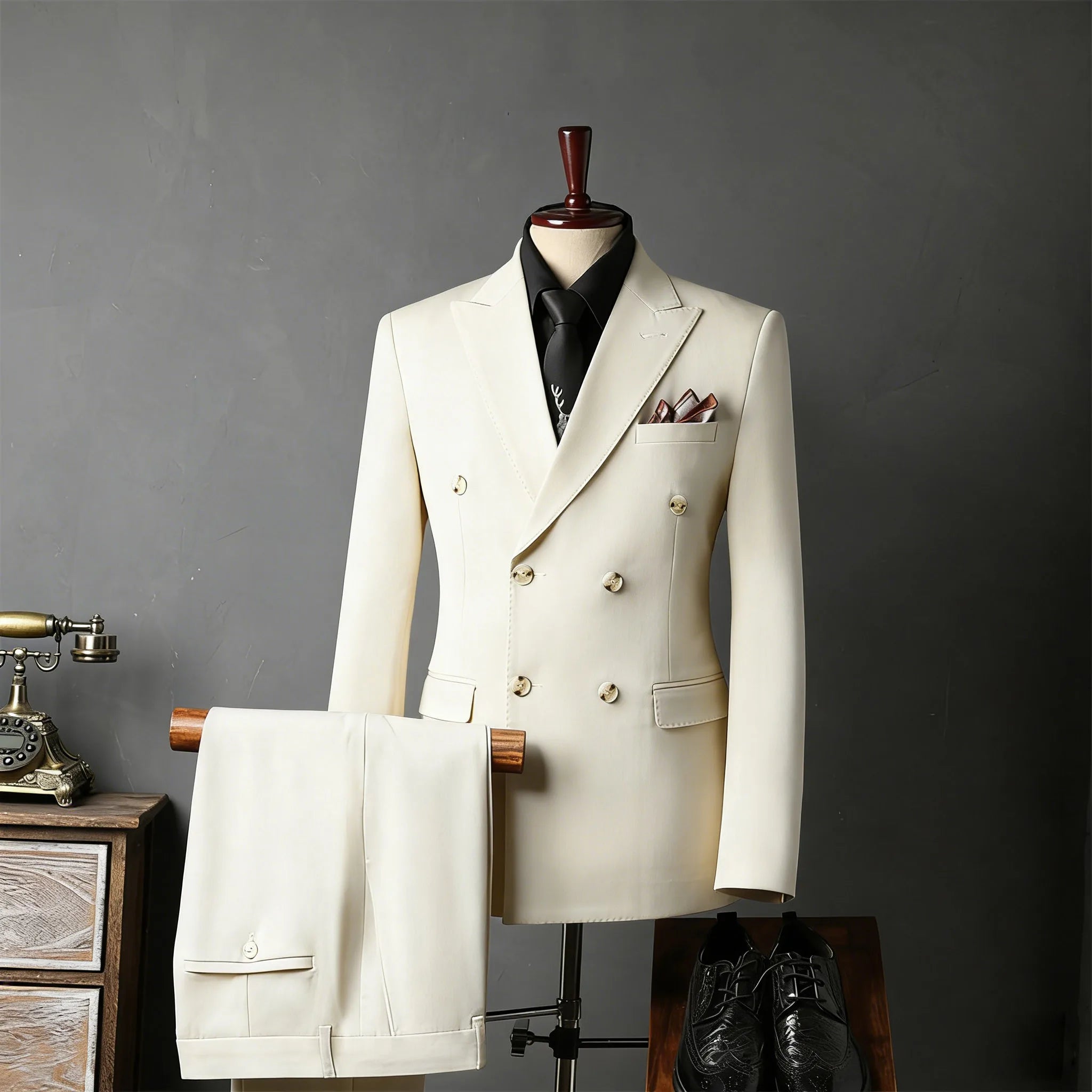 Voguable  New Classic Business Men's 2-Piece Suit Jacket Pants Slim Fit Groom Formal Event Men Clothing Temperament Wedding Dating Office voguable