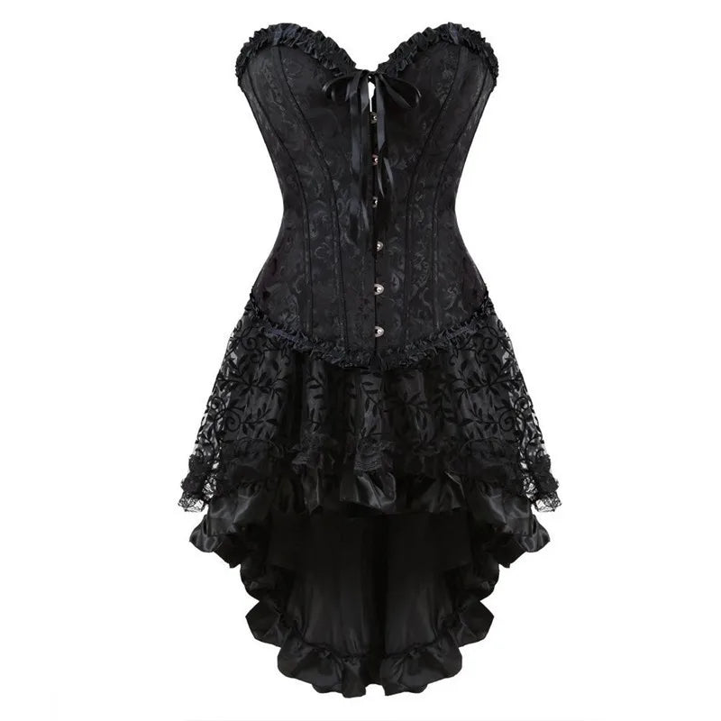 Voguable sexy corsets for women plus size costume overbust burlesque corset and skirt set tutu corselet victorian fashion gowns voguable