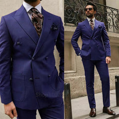 Classic Men Suits Business Tuxedos Design Pockets For Formal Groom Suit Peak Lapel Wedding Suit Blazer Pants 2 PCS Slim Fit voguable