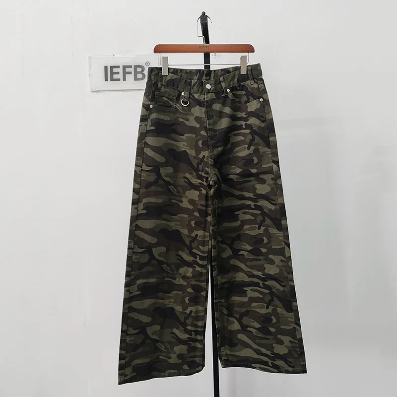 Vintage Camouflage Men's Jeans Fashion Washed Casual Wide Leg Denim Pants Autumn Winter Loose Male Trousers Old Blue 9C354 voguable