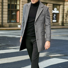 Autumn Winter Man Wool Jackets Lapel Coat Casual Clothing Trench Single-Breasted Thickness Men's England Style voguable