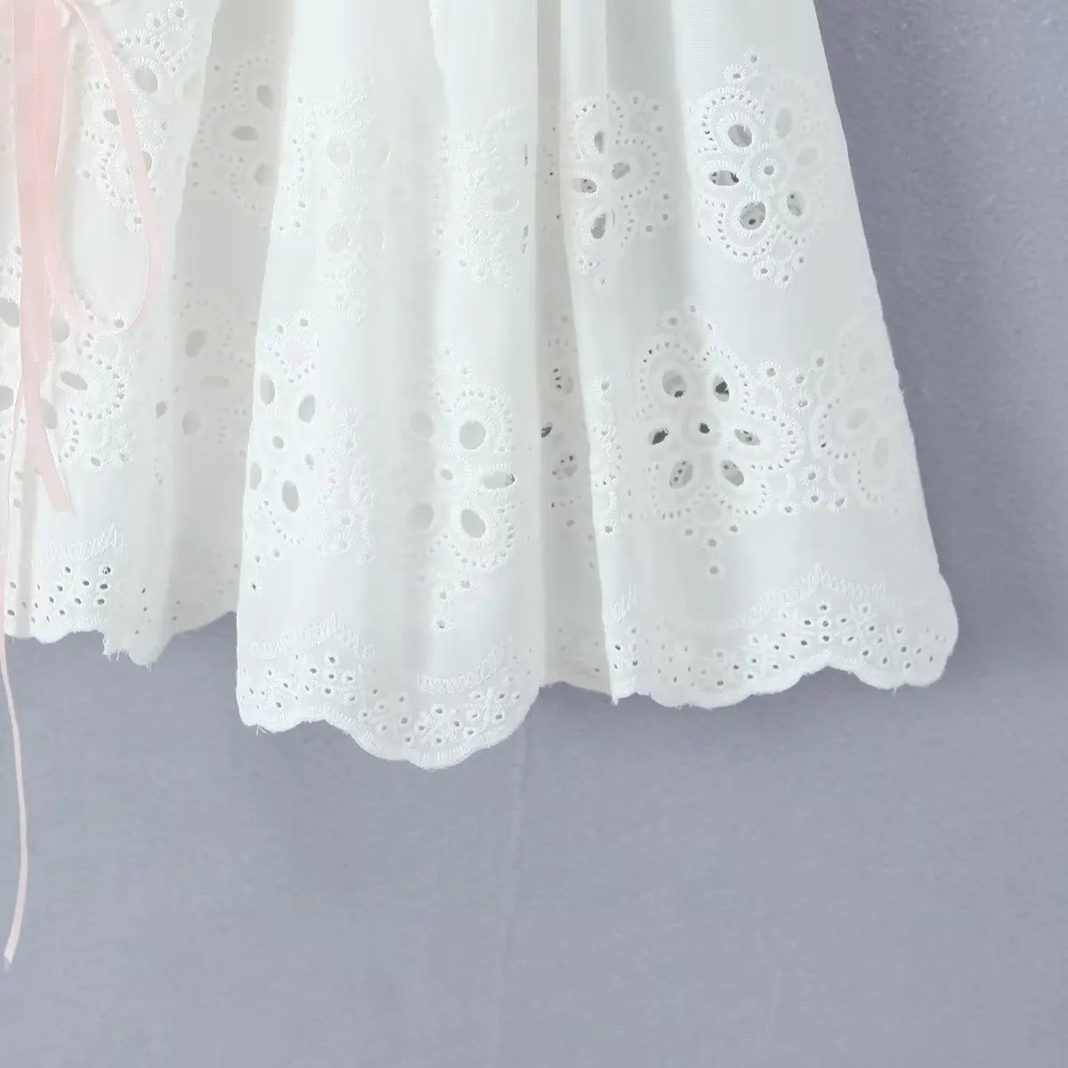 Voguable 3 Ways Wear White Embroidery Dress Short Puff Sleeve Mini Birthday Party Dresses Women Lacing Up Holiday Vacation Dress voguable