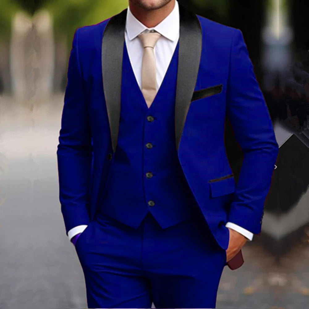 Voguable  New khaki Business Formal Men Suit Groomsman Wedding Party Prom Male Tuxedos 3 Piece Set voguable