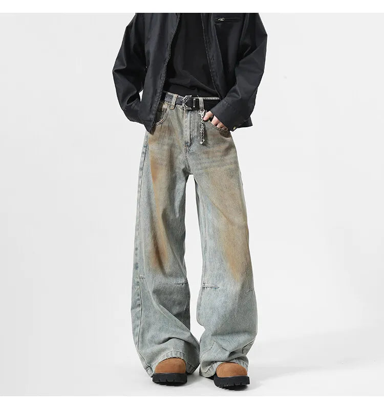 2025 Men's Jeans baggy Denim pants Loose Fit Casual Style American Streetwear Straight Novel design Leg Pants Trendy Brand voguable