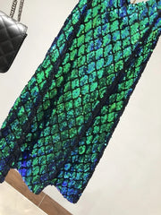 Voguable  Sexy Dresses Party Night Club Dress Dress Summer Metal Hanging Neck Sequins Backless Holiday Skirt with Shoulder-straps voguable