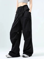 Women Cargo Pants High Waist Streetwear Pocket Wide Leg Pants Fashion Loose Drawstring All Match Female Jogging New voguable