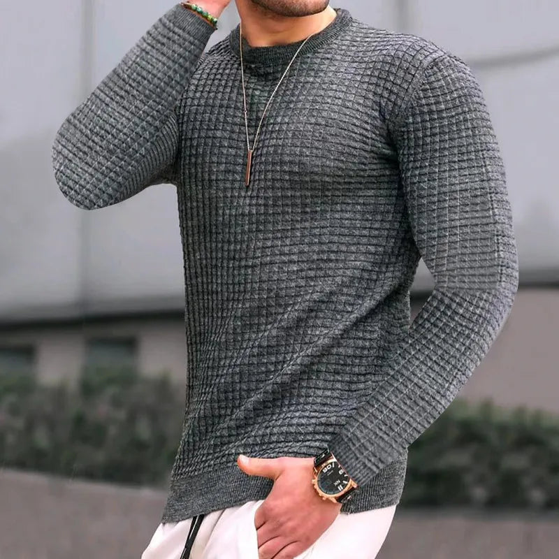 New Fashion Men's Casual Long sleeve Slim Fit Basic Knitted Sweater Pullover Male Round Collar Autumn Winter Tops Cotton T-shirt voguable