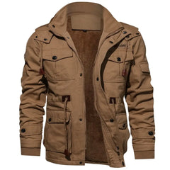Winter Fleece Jacket Men Casual Thick Thermal Coat Army Pilot Jackets Air Force Cargo Outwear Hooded Jacket Mens Clothes voguable