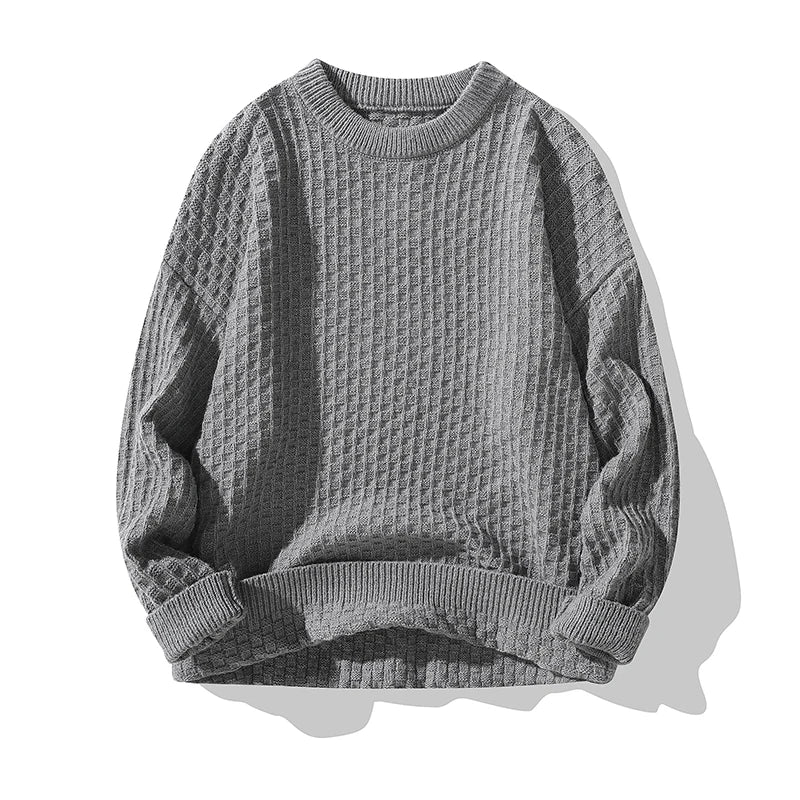 New Solid Color O Neck Mens Sweater Trend High Streetwear Fashion Autumn Knitted Outwear Clothing gotmes-shop