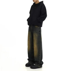 Mens Retro Casual Washed Jeans Personality American Streetwear Straight Versatile Trouser Fashion Men'S Clothing Jeans Summer voguable