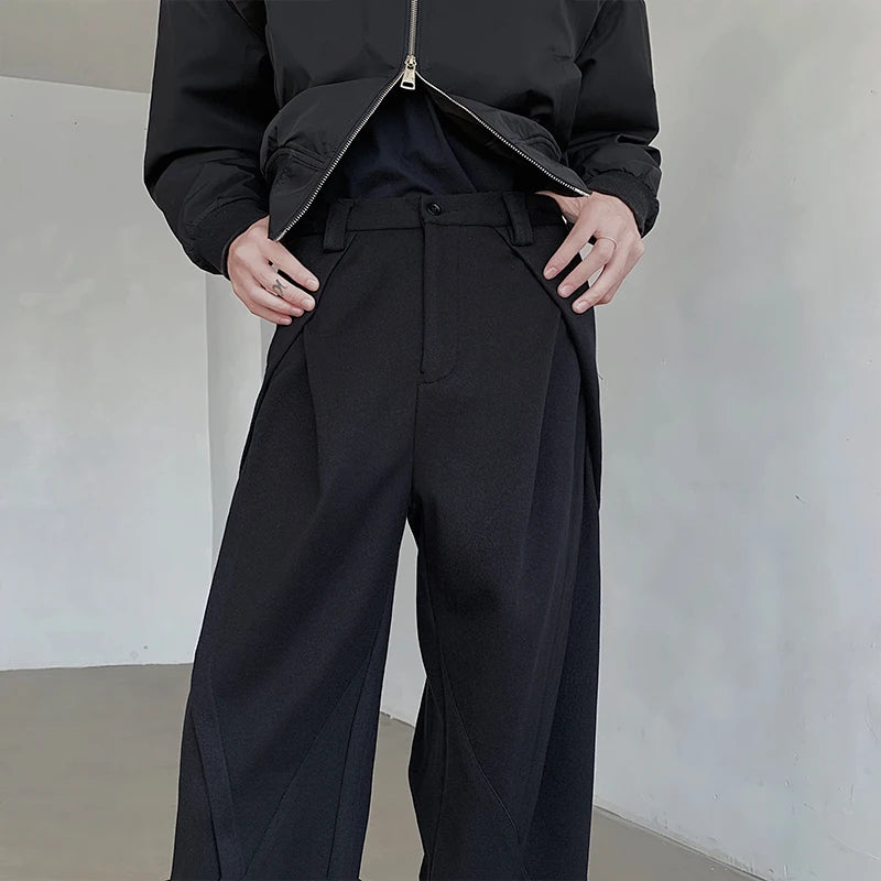 Voguable Black Suit Pants Men Fashion Society Men Dress Pants Korean Loose Straight Wide Leg Pants Men Office Formal Trousers M-2XL voguable