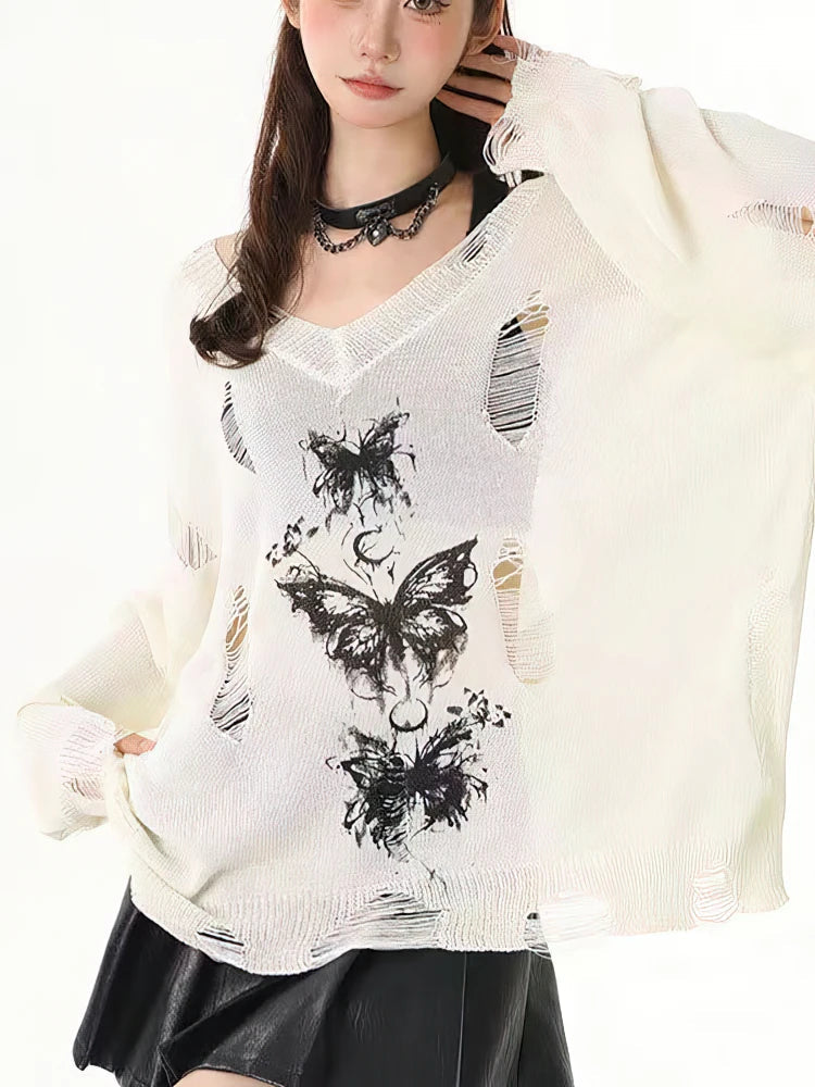 Y2k Hollow out Knit Oversize T shirt Women Long sleeve Off shoulder Top Sexy Basic Transparent Tees Baggy Vintage Ladies New voguable