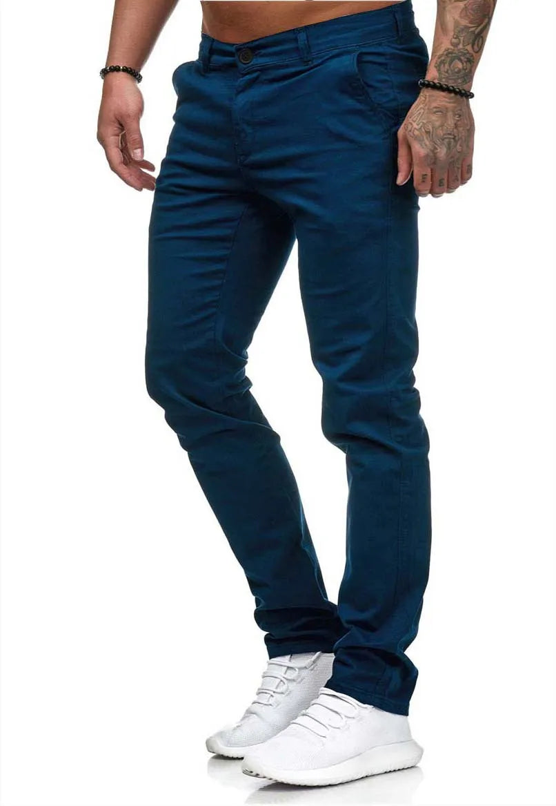Voguable  Men the Four Seasons New Trendy Vintage High Waist Casual Pants Button Zipper Pockets Spliced Straight Pants Versatile Trousers voguable
