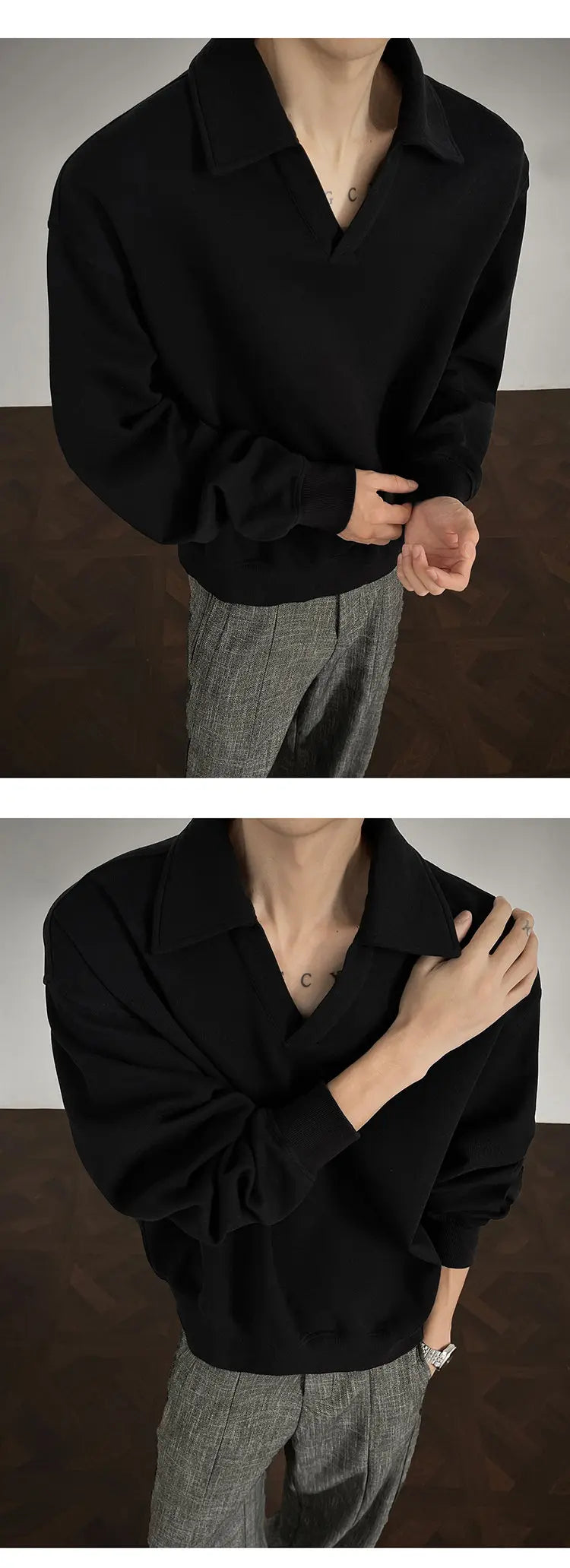 Long sleeve t Shirt men 2025 Arrival Men Polo Shirt Solid Color Casual Relaxed Fit Collar Tops Autumn Fall Fashion Mens Clothing voguable