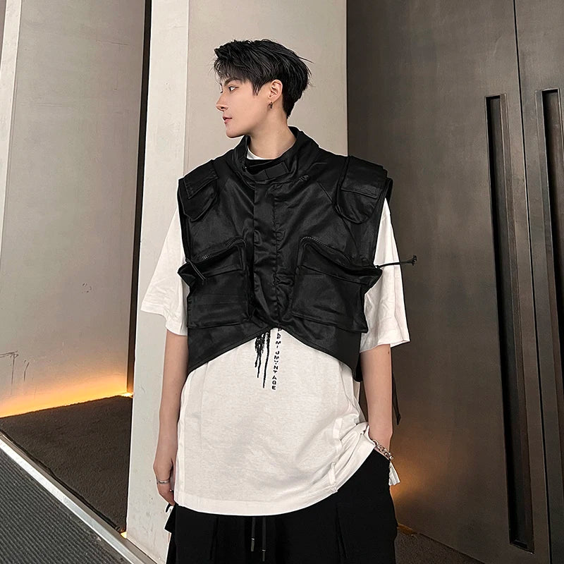 High Quality Personality Original Niche Design Men's Casual Sleeveless Vest  Trendy Street Wear Tops Waistcoat Stylish voguable
