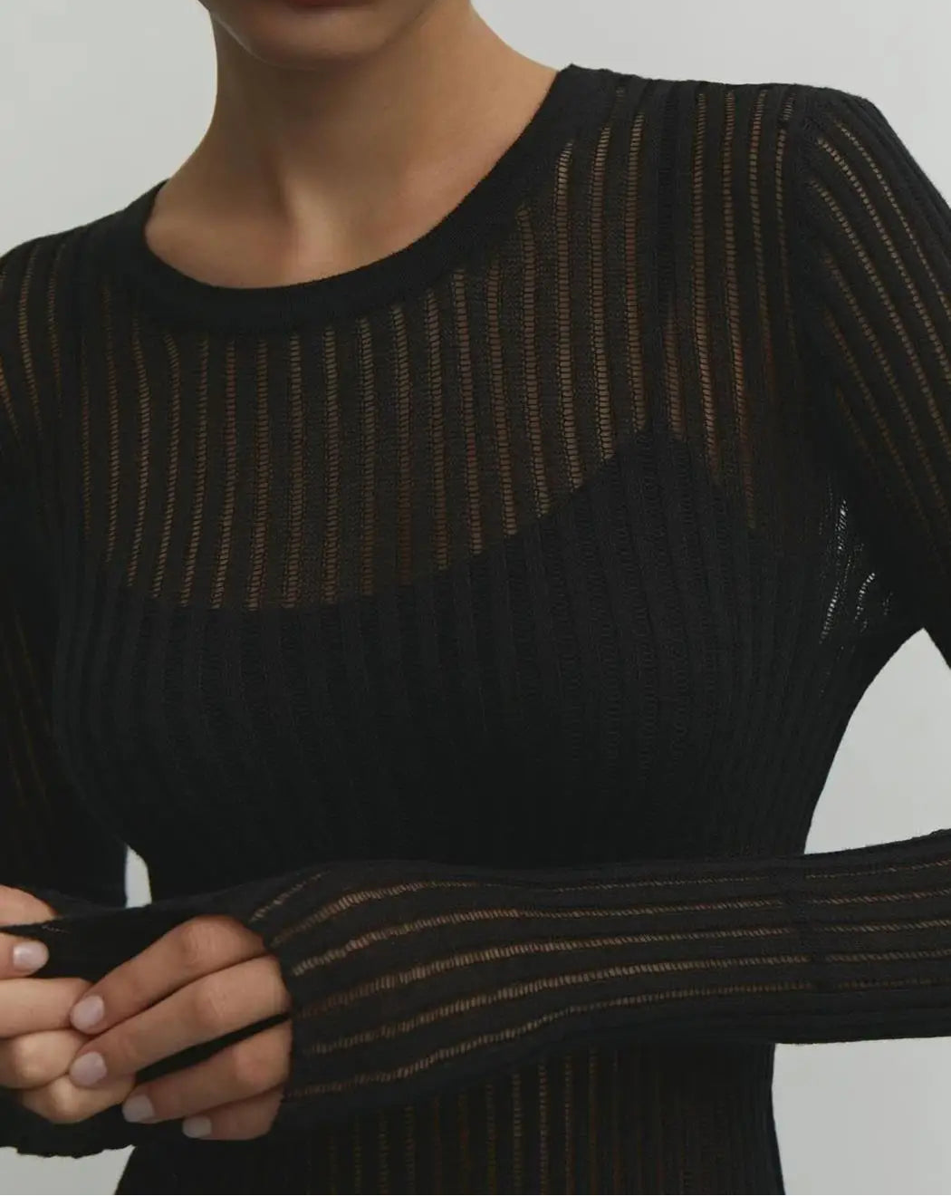 Perspective Sexy Thin Knit Sweater Women Solid Color Basic Pullover Top Casual Cozy Long Sleeve T-shirts Spring Summer New voguable