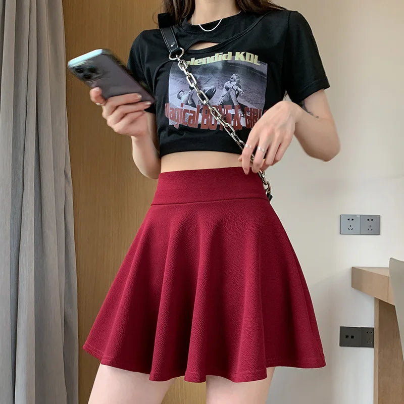 Summer Women's Skirts Fashion Sexy Mini Elastic Pleated Sun Skirts For School Girl Uniform Korean Black High Waist Tennis Skirts voguable