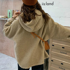 Women Oversized Parkas Hooded Thick Coat Ladies Soft Kawaii Jacket Double Sided Outerwear Autumn Winter Warm Long Sleeve Bomber voguable