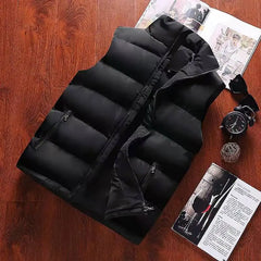 Mens Vest Jacket Warm Sleeveless Jackets Winter Waterproof Zipper Coat Autumn Stand-up Collar Casual Waistcoat Brand Clothing voguable