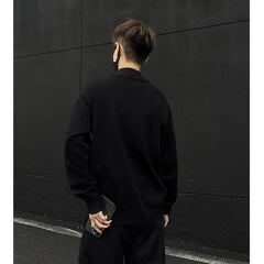 Men's Light Luxury Knit Mock Neck Sweater Autumn Winter Fashion Korean Long Sleeve Streetwear Leisure All-match Knitwear voguable