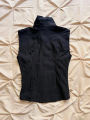 Voguable  Women Gothic Black Corset Vest Eyelet Metal Buckle Sleeveless Zip Up Crop Top Streetwear voguable