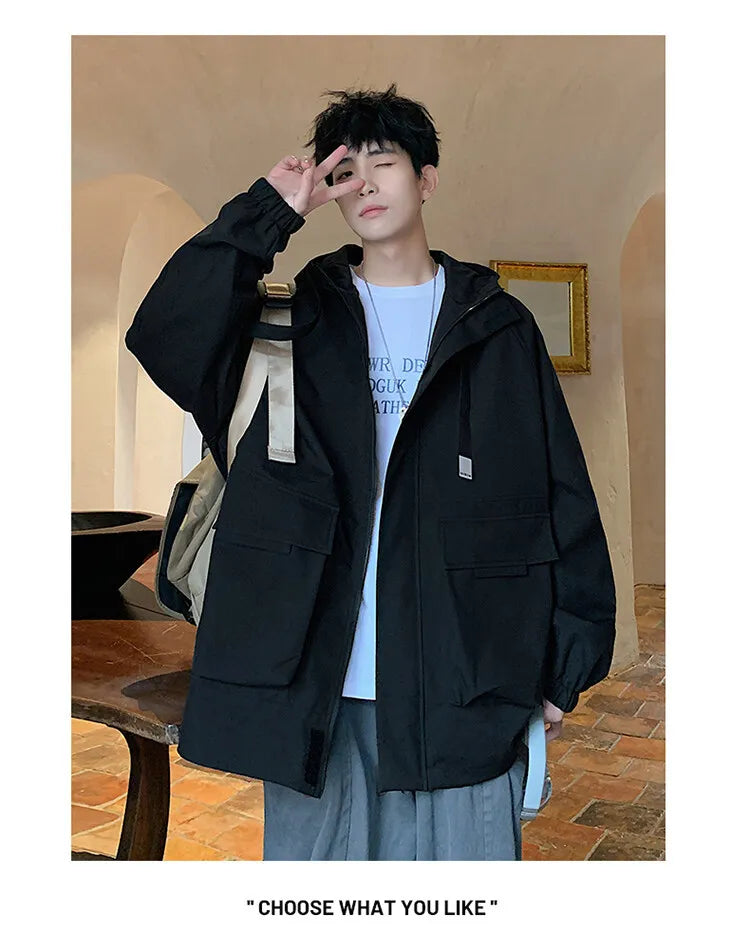 Outdoor jacket Streetwear Coffee Cargo Jacket Men Women 2025 Spring Harajuku Coat Korean Fashion Big Pocket Loose Casual 4Colors voguable