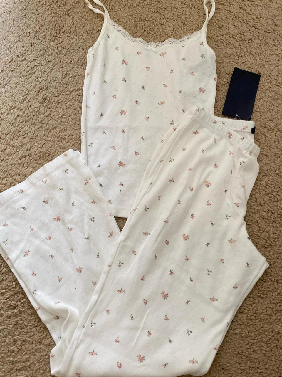 Skull Print Gray Vest Pants 2 Pieces Set Pajama Woman Sleeveless Slim Tank Top High Waist Straight Long Pant Cotton Vintage Sets voguable