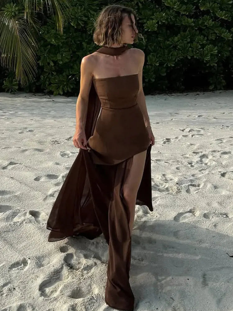 Summer Female With Ribbon Long Dress Elegant Mesh Backless Patchwork Slim Fashion Party Dress Gown Women's Bodycon Dress voguable