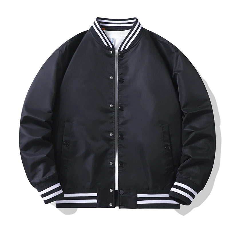 Men's spring and fall varsity jacket Solid color Korean fashion loose baseball uniform couple windproof waterproof bomber jacket voguable