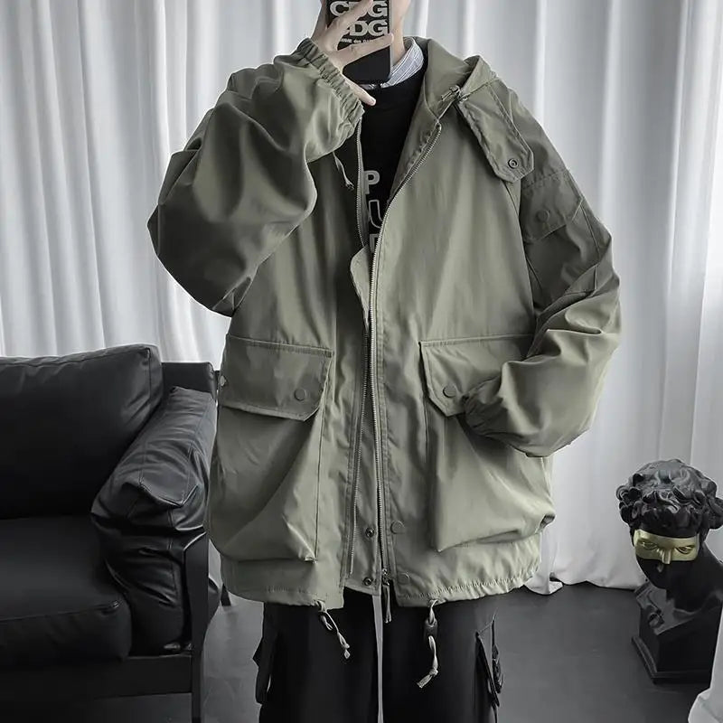 Fall Winter Thickened Work Jacket Korean Style Trendy Hooded Jacket Men 2025 New Versatile Loose Fashion Top Aesthetic Urban voguable