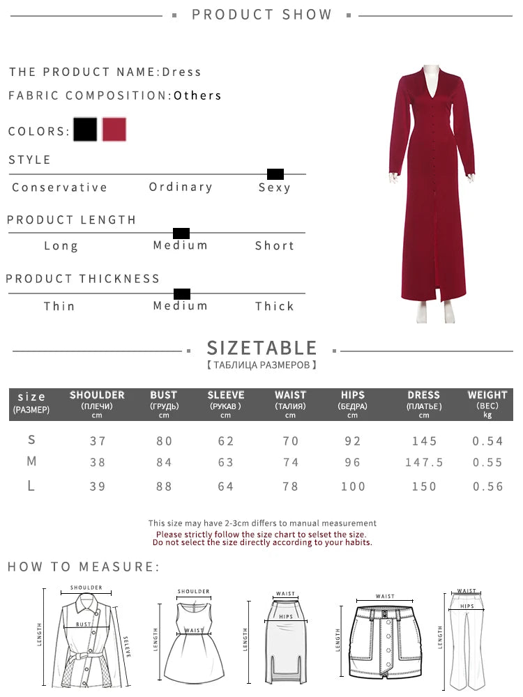 Voguable  Single-Button Maxi Dress Women Front Split Full Sleeve v-Neck Elegant Classic Office Streetwear Fashion Slim Vestidos voguable