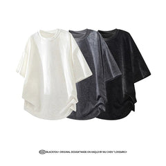 New Mens Loose Fit Round Neck Tshirt Soft Drape Fabric Short Sleeve Casual Top Trendy Streetwear Breathable Lightweight Tee Hot voguable