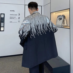 Voguable Sequin Personality Pattern Fashion Blazer Casual 2024 Design Coat Men's Elegant Temperament  Handsome Loose Jacket voguable