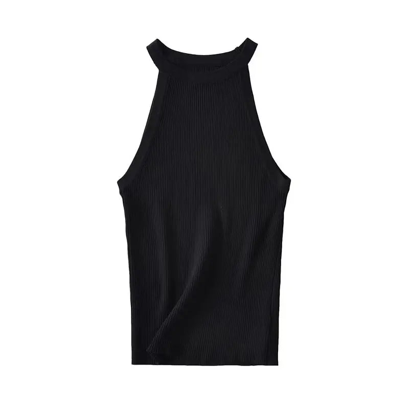 Voguable Summer Women Sexy Slim Sleeveless Striped Halter Knit Top voguable