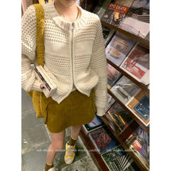 Voguable  Soft Lazy Round-neck Sweater Jacket Women in Autumn Winter New Fashion Versatile Knitted Cardigan Top Outer Wear voguable