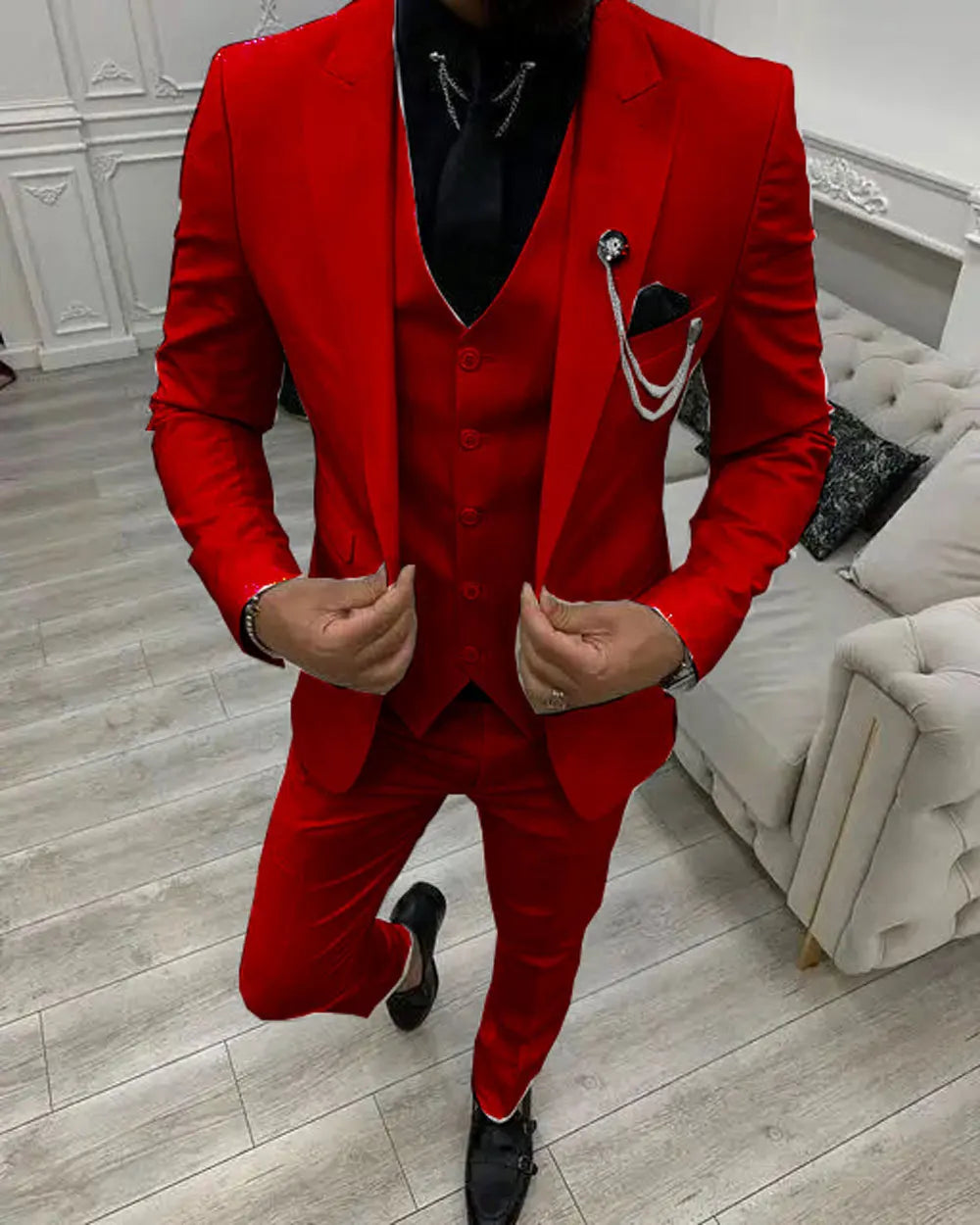 Voguable  Men Single Breasted Suits 3 Pieces Slim Fit Wedding Tuxedo Premium Formal Blazer with Pants Prom Party Groom Office Wear voguable