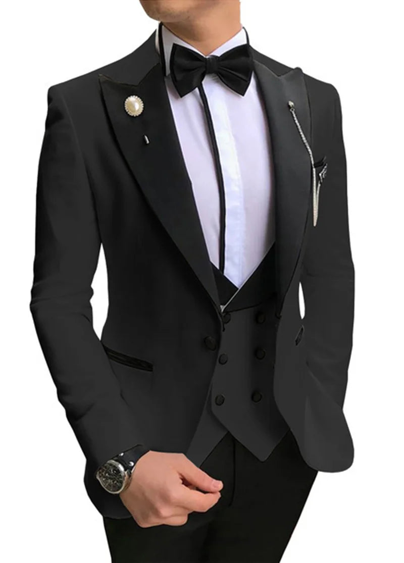 Voguable  Made Terno Slim Groom Tuxedos Wedding Men Suit Terno Masculino (Jacket+Pant+Vest) Mens's 3 Pieces Suits For Men voguable