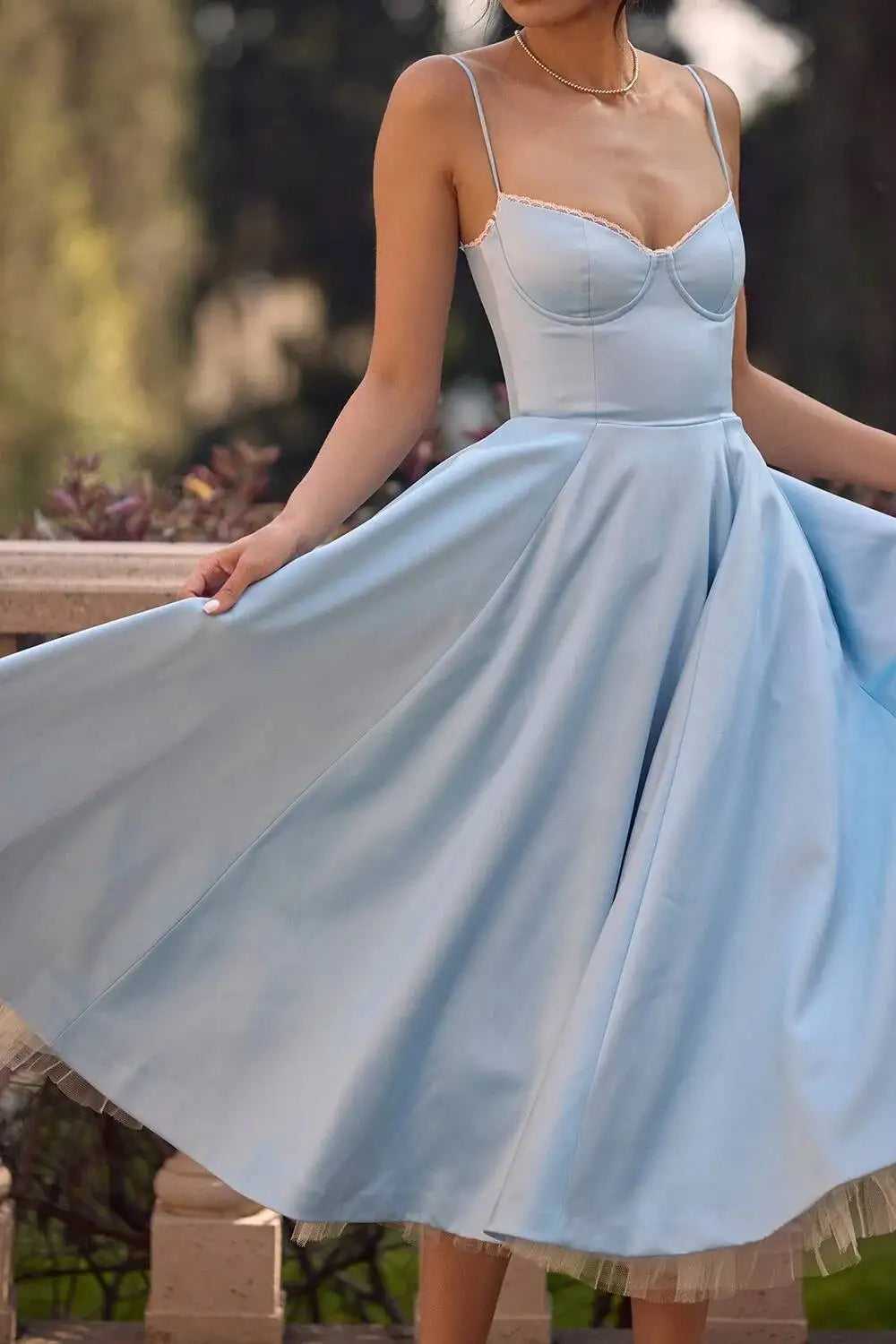Summer Flare Midi Dress Elegant 2025 New Arrivals Spaghetti Strap Bustier Dress Women Dresses Sweet Pink Women Tops CHP1 voguable