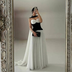 Customized Sexy Strapless Evening Dress Special Occasions Elegant Cape Floor Length Pleated Sleeveless Party Dress voguable